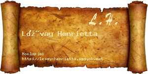 Lévay Henrietta névjegykártya